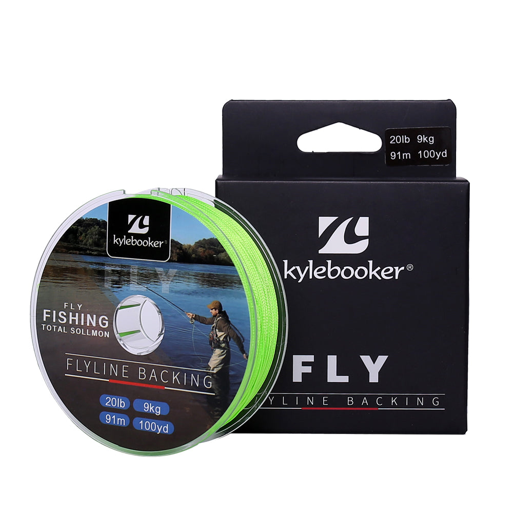 Kylebooker Fly Line Backing Line 20/30LB 100/300Yards Orange Green Braided Fly Fishing Line Fluo Yellow / 20LB / 100YDS