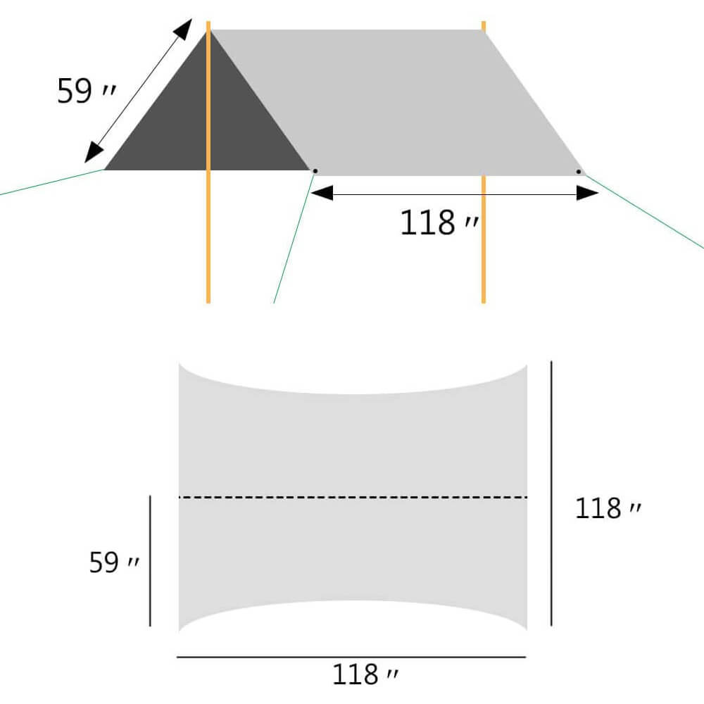 Tent Tarp Hammock Rain Fly PU Waterproof Windproof UV 50+ Sunshade Essential Survival Camping Hiking