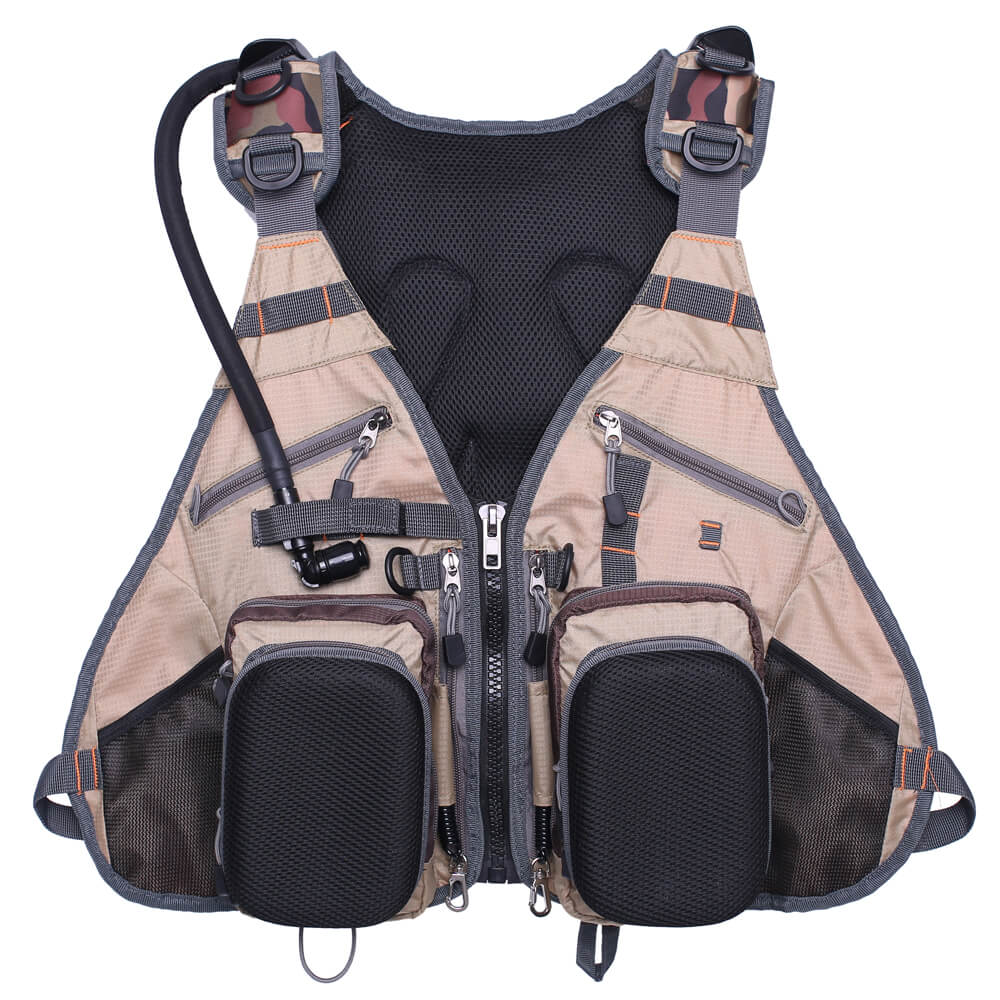 Kylebooker Premium Mesh Fishing Vest Pack with Multi-Pockets for Men and Women FV02 Green with Bladder