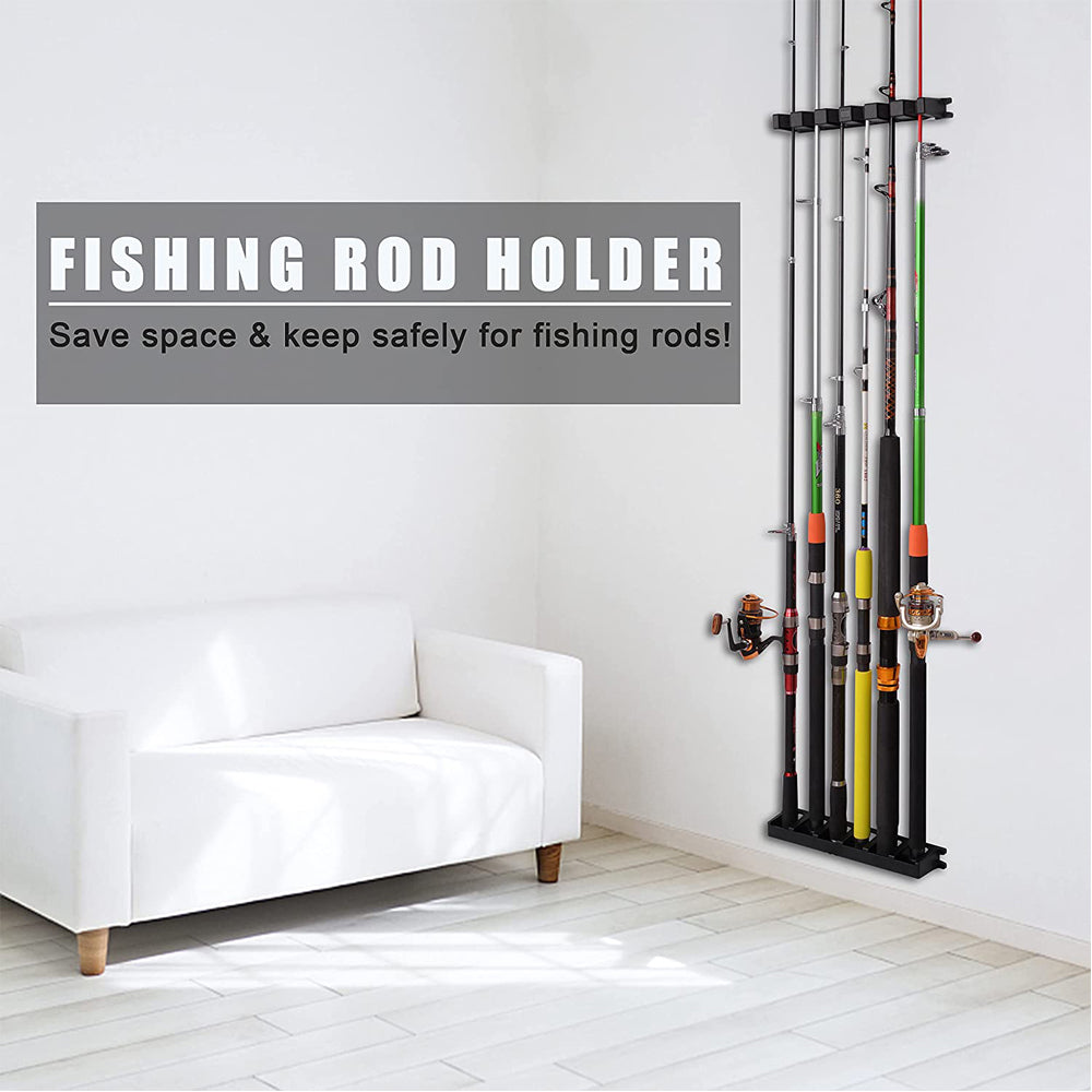 Fishing Rod Holders Vertical Rod Rack, Wall Mounted Fishing Pole Holders  Store 6 Rods or Fishing Rod Rack Combos, Premium Fishing Rod Holders for