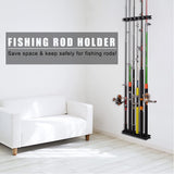 Kylebooker suporte para vara de pesca, suporte de vara de pesca montado na parede, organizador de armazenamento de vara de pesca, 6 hastes, rack de parede para carro de garagem