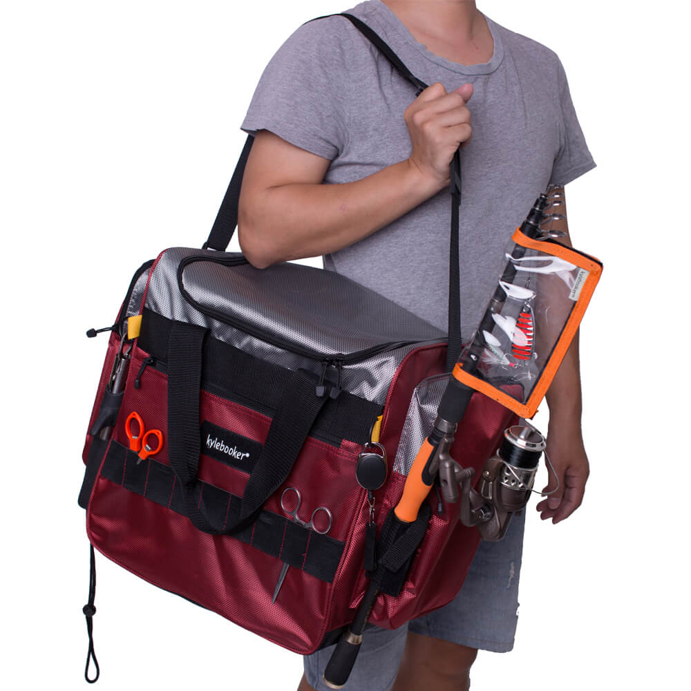 Kylebooker Fishing Tackle Bags Fishing Gear Bags Portable Fishing Organizer Shoulder Satchel Suitable for 3600 3700 Tackle Box(Orange)