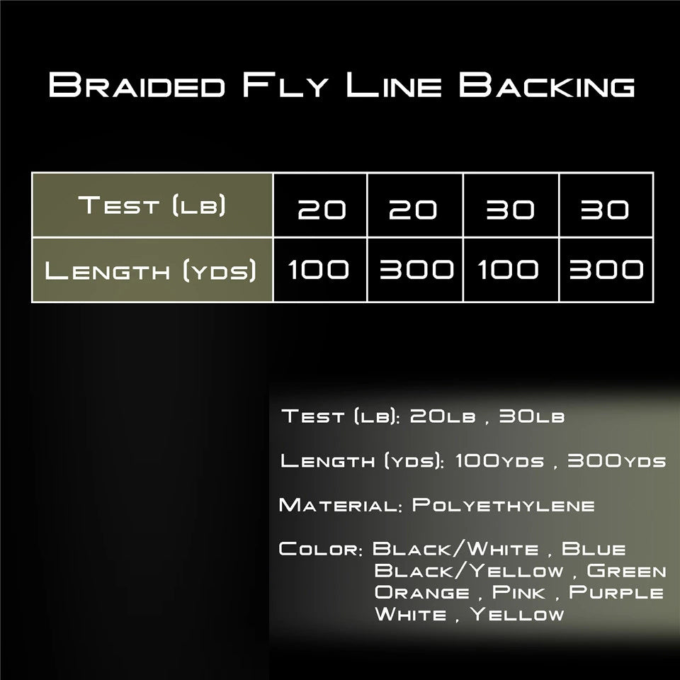 Kylebooker Fly Line Backing Line 20/30LB 100/300 yardas naranja verde trenzado línea de pesca con mosca