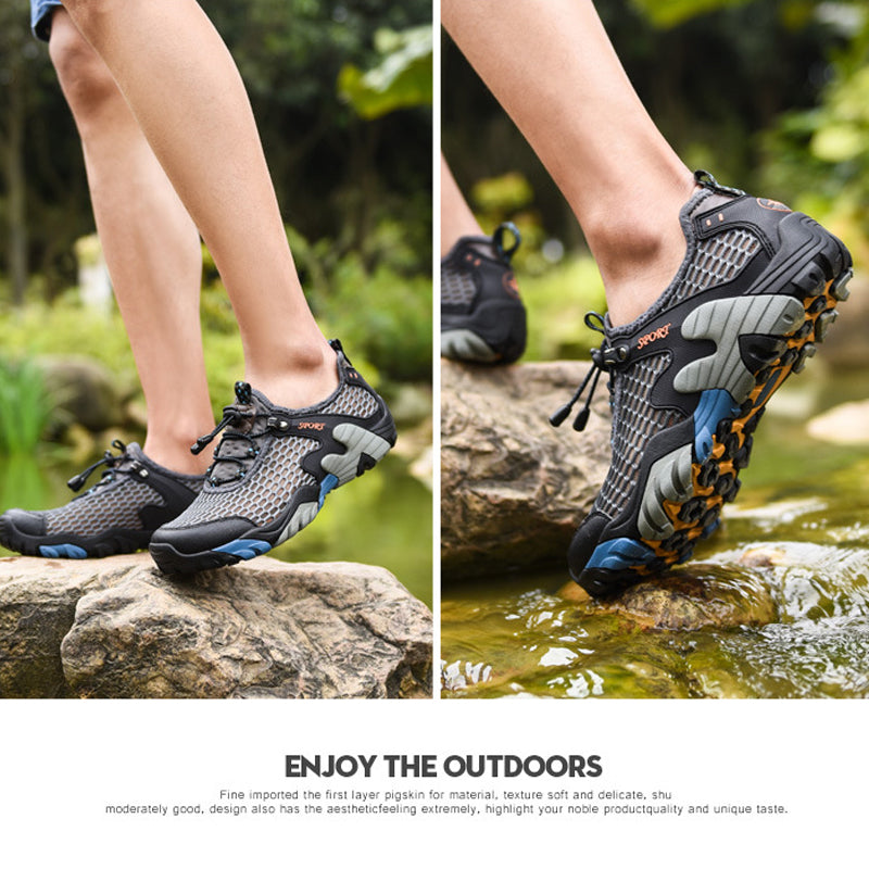 Kylebooker masculino respirável sapatos de pesca com mosca esportes aquáticos upstream sapatos verão caminhadas ao ar livre tênis caminhada trekking aqua sapatos