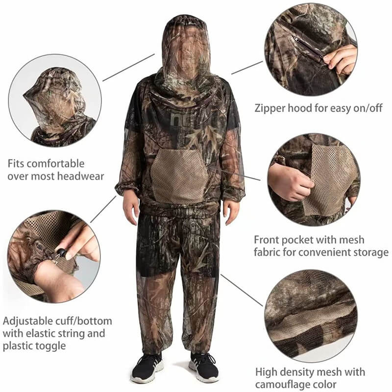 Kylebooker Mosquito Suits, Net Bug Pants & Jacket Hood Sets - Ultra-fine  Mesh Summer Wear for Outdoor Protection from Bugs, Flies, Gnats, No-See-Ums  