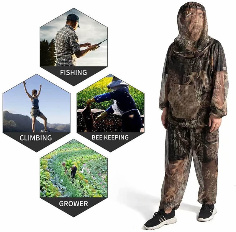 Kylebooker Muggenpakken, Net Bug Pants & Jacket Hood Sets - Ultrafijne mesh zomerkleding voor buitenbescherming tegen insecten, vliegen, muggen, niet-ziende muggen en muggen - met vissen, wandelen, kamperen en tuinieren