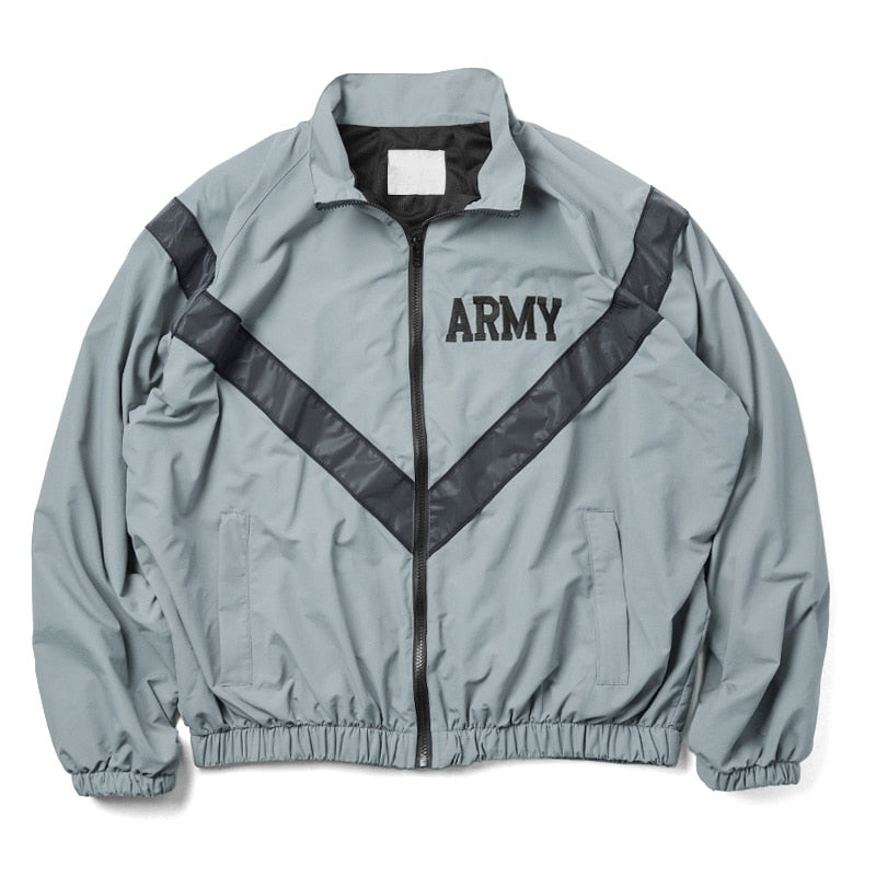 New US Army Military Gray Physical Training Fitness PT Uniform Top Sweat Jacket DSCP USGI
