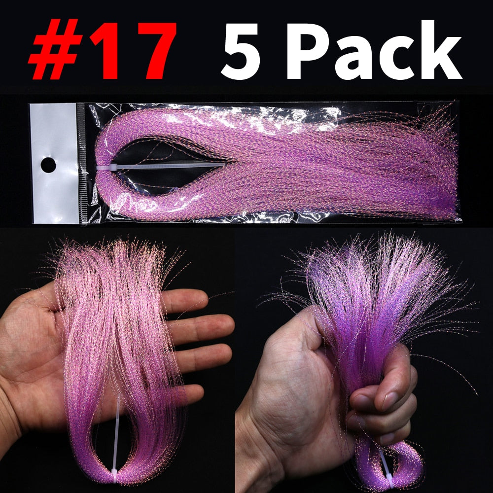 Kylebooker 5 confezioni Flashabou olografico Tinsel Pesca a mosca Legatura Crystal Flash String Jig Hook Lure Making Fishing Materiale Rosa