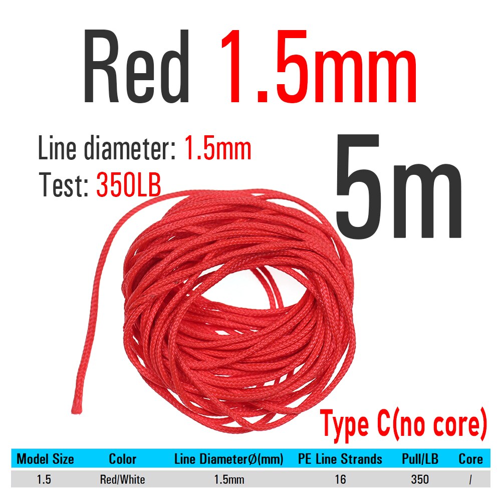 braided fishing line sizes Kylebooker 5 Meter 22#1.2mm PE Braided Fishing Line Super Strong Braid Line fr Jig Hook Leader Connecting Spear Diving Fishing Rope / Cord 5m red