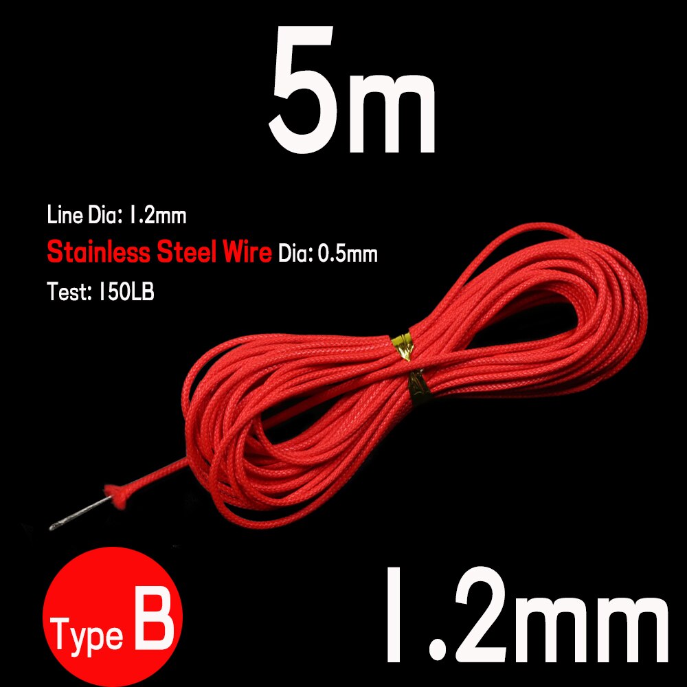 Kylebooker 5 metros 22# 1,2 mm hilo de pescar de PE trenzado línea trenzada súper fuerte fr Jig Hook Leader conexión lanza buceo pesca cuerda/cordón