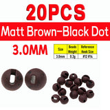 Kylebooker 20pcs Metallic Slotted Tungsten Beads With Dot Eyes for Fly Fishing Tungsten Ice Jig Bead Head Fly Tying Material