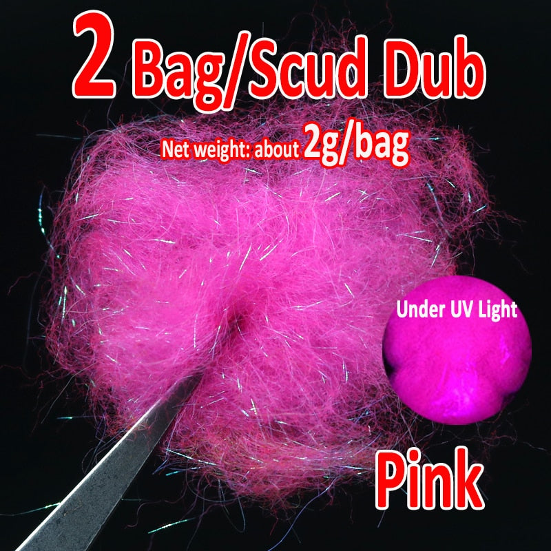 Kylebooker 2 sacos voar amarrando gelo dub scud dub para ninfa scuds asa de gelo fibra tórax material flash brilho adicionando material de mistura