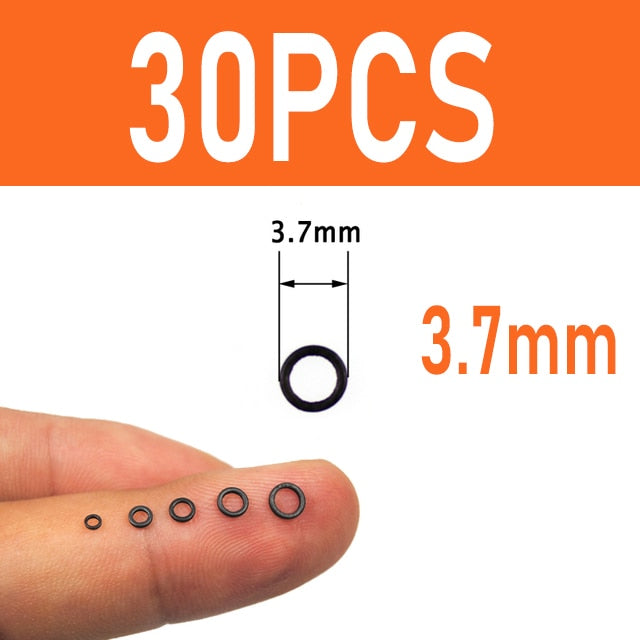 Kylebooker [30 uds] anillo redondo plano negro mate aparejo de pesca de carpa accesorio de aparejo de extremo terminal 2mm 2,5mm 3,1mm anillo de aparejo Tippet