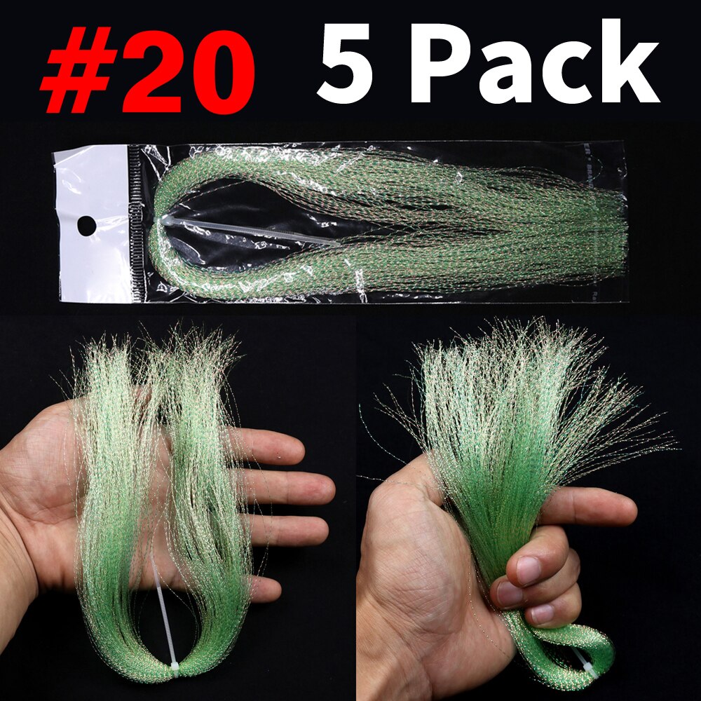 Kylebooker 5 Packs Flashabou Holographic Tinsel Fly Fishing Tying Crystal Flash String Jig Hook Lure Making Fishing Material Pink