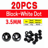 Kylebooker 20pcs Metallic Slotted Tungsten Beads With Dot Eyes for Fly Fishing Tungsten Ice Jig Bead Head Fly Tying Material