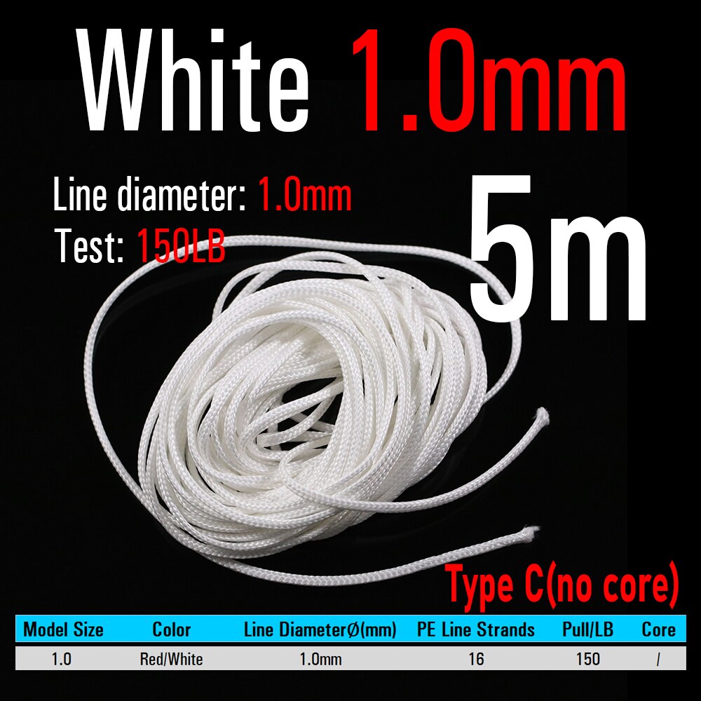 Kylebooker 5 Meter 22#1.2mm PE Braided Fishing Line Super Strong Braid Line fr Jig Hook Leader Connecting Spear Diving Fishing Rope / Cord 5M White Kylebooker 5 Meter 22#1.2mm PE Braided Fishing Line Super Strong Braid Line fr Jig Hook Leader Connecting Spear Diving Fishing Rope / Cord 5M White