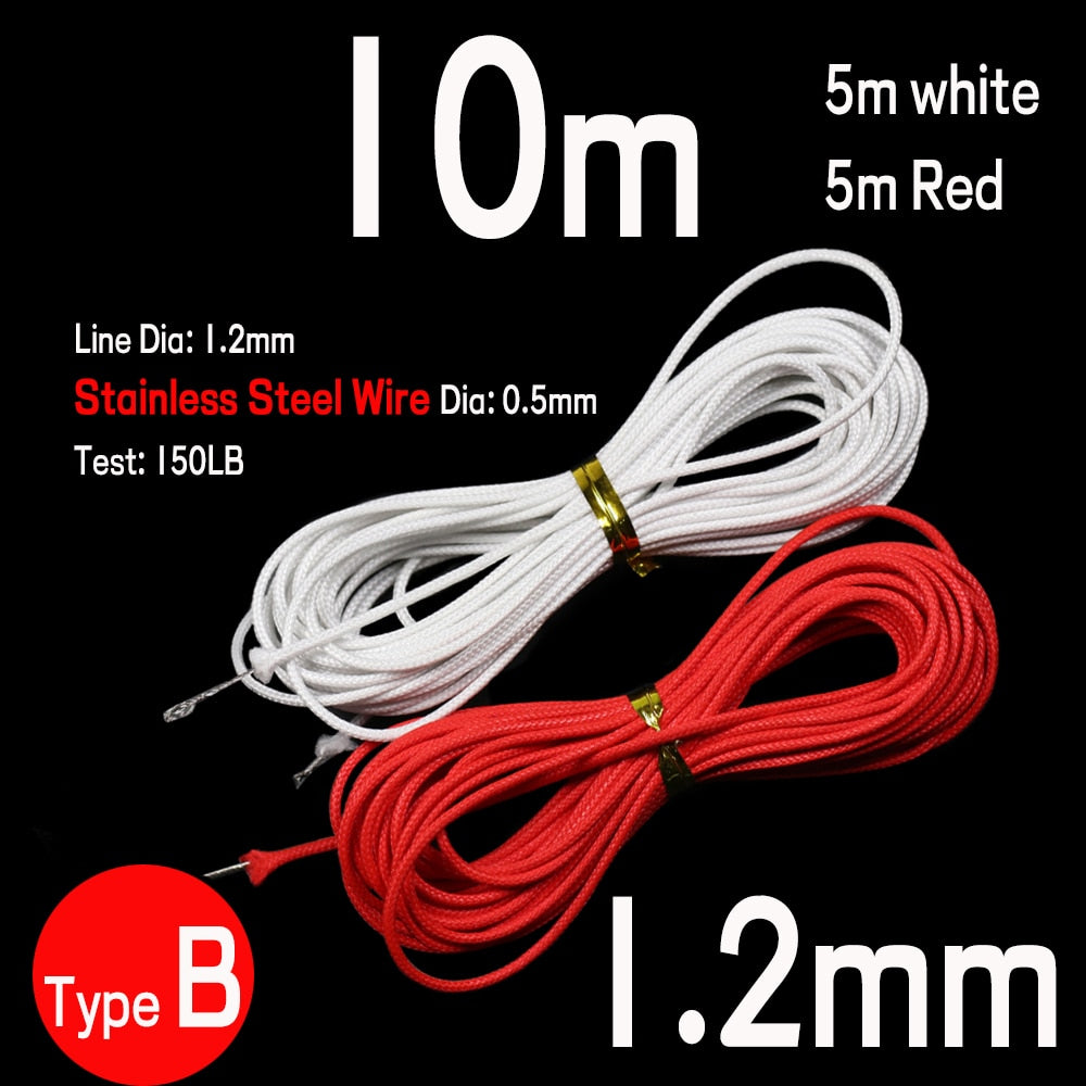 Kylebooker 5 Meter 22# 1,2 mm PE flettet fiskeline Super stærk fletteline fr Jig Krog Leader Connecting Spear Dykning Fisketov / Snor