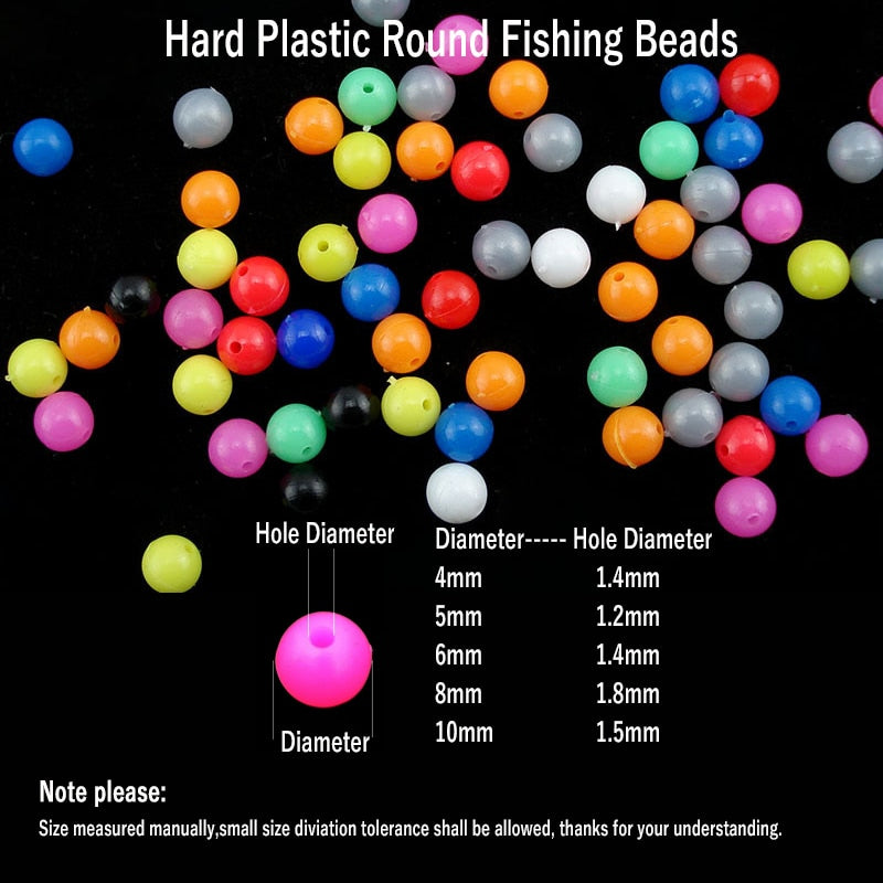 Kylebooker 200PCS Più Colori Misti Pesca Rigging Perline di Plastica Fermate per Spinner Richiamo Sabiki FAI DA TE 4mm 5mm 6mm 8mm 10mm
