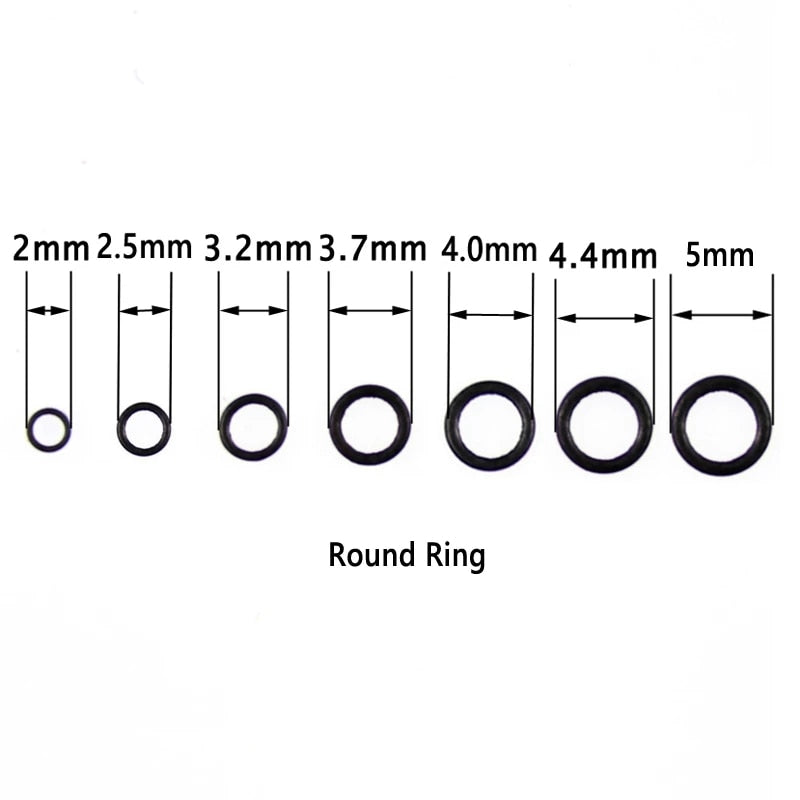 Kylebooker [30 STUKS] Platte Ronde Mat Zwart O Ring Karpervissen Rig Terminal End Tackle Accessoire 2mm 2.5mm 3.1mm Tippet Rig Ring