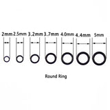 Kylebooker [30 Stück] flache, runde, mattschwarze O-Ring-Karpfenangel-Rig-Terminal-End-Tackle-Zubehör, 2 mm, 2,5 mm, 3,1 mm Vorfach-Rig-Ring