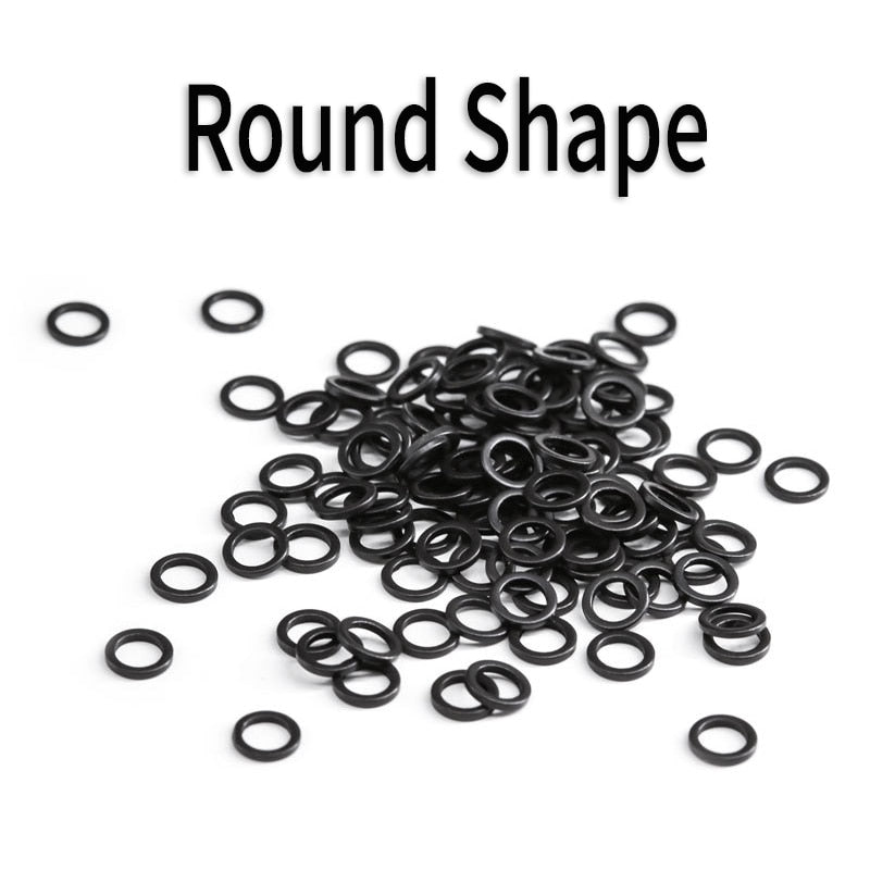 Kylebooker [30 Stück] flache, runde, mattschwarze O-Ring-Karpfenangel-Rig-Terminal-End-Tackle-Zubehör, 2 mm, 2,5 mm, 3,1 mm Vorfach-Rig-Ring