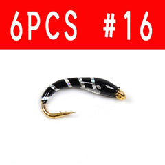 Kylebooker 6PCS #16 Golden Hook Nymph Flies Bead Head Summerit Perhokalastusuistimet