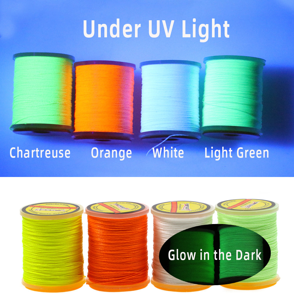 Kylebooker Lumo 150D Fluebindingstråd til basgeddefluer UV Fluo Polyester DIY Assist Krogbindingsline Fisketilbehør Grej