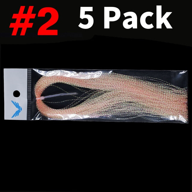 Kylebooker 5 pakker Flashabou Holografisk Tinsel Fluefiske Knytting Krystall Flash String Jig Krok Lure Making Fiskemateriale Rosa