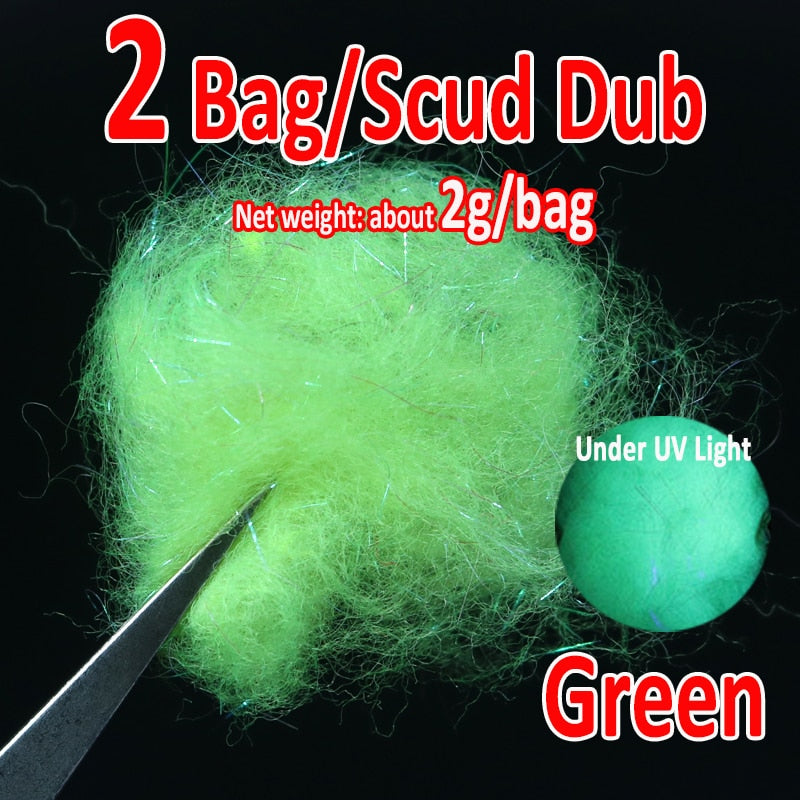 Kylebooker 2Bags Fly tying Ice Dub Scud Dub for Nymph Scuds Ice Wing Fiber Thorax Material Flash Sparkle Addding Blending Material