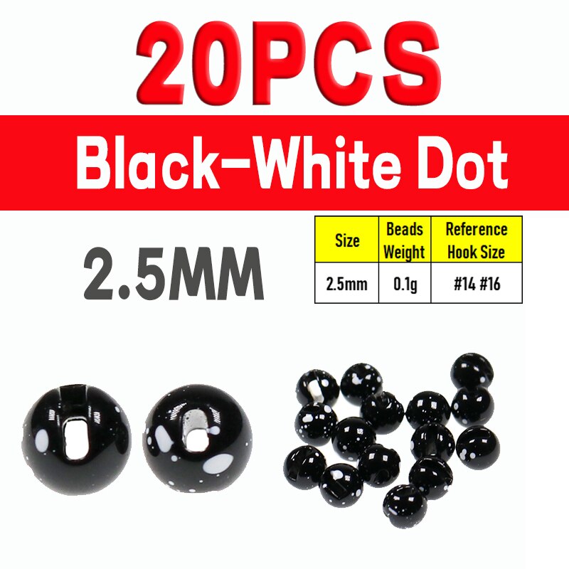 Kylebooker 20 pièces perles de tungstène fendues métalliques avec yeux de points pour la pêche à la mouche tête de perle de gabarit de glace en tungstène matériel d'attache de mouche