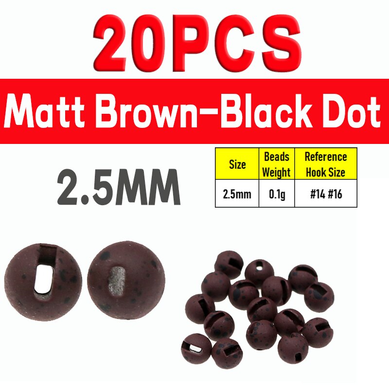 Kylebooker 20 peças contas metálicas de tungstênio com fenda e olhos de ponto para pesca com mosca, gabarito de gelo de tungstênio, material de amarração de mosca