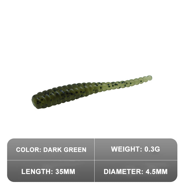 Kylebooker 50 Teile/los Silikon Weichen Wurm Köder Künstliche Swimbait Wurzel Angeln Kurze Pintail Angeln Köder Wobbler Sea Fishing Tackle