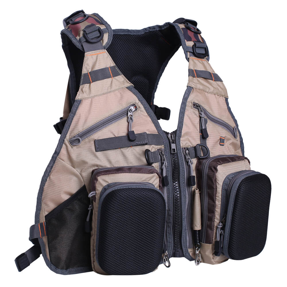Kylebooker Premium Mesh Fishing Vest Pack with Multi-Pockets for Men and Women FV02 Green with Bladder