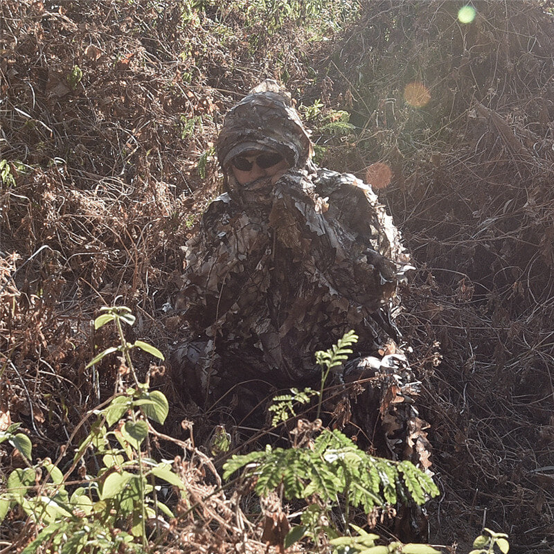 Ghillie Suit Camouflage Hunting Suits Outdoor 3D Leaf Lifelike Camo Clothing Lightweight Breathable Hooded Apparel Suit