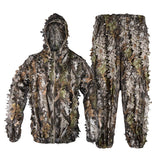 Ghillie Suit Mimetico Tute da caccia Outdoor 3D Leaf Realistico Camo Abbigliamento Tuta leggera e traspirante con cappuccio