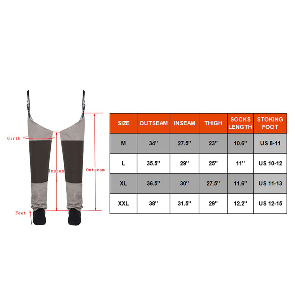 Kylebooker Waterproof Breathable Stocking Foot Hip Waders KB006