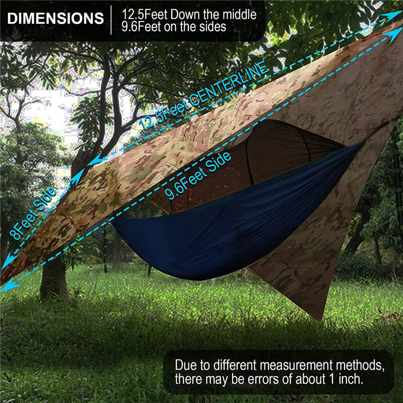 Teltta Tarpe Riippumatto Rain Fly PU vedenpitävä tuulenpitävä UV 50+ aurinkovarjo Essential Survival Camping Patikointi