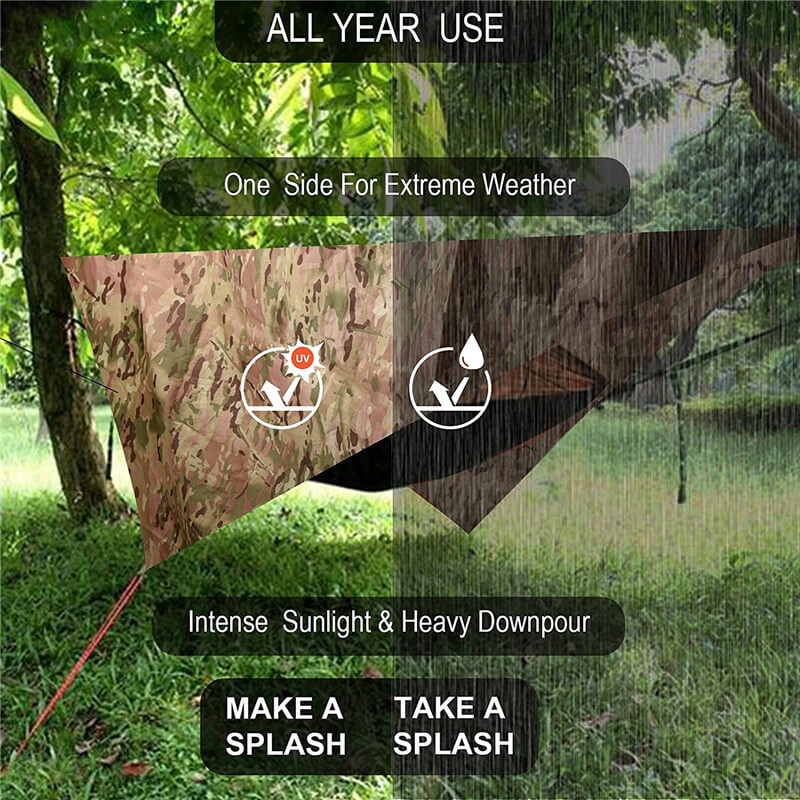 mtp tarp Tent Tarp Hammock Rain Fly PU Waterproof Windproof UV 50+ Sunshade Essential Survival Camping Hiking CP / 299cm*244cm